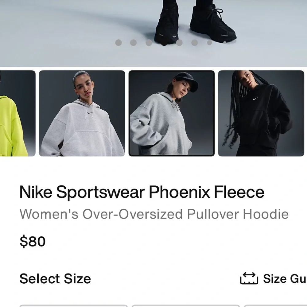 Nike Sportswear Phoenix Fleece Over-Oversized Gray Hoodie Sweatshirt Size XXS